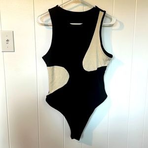 Shein color block rib knit 2 tone body suit